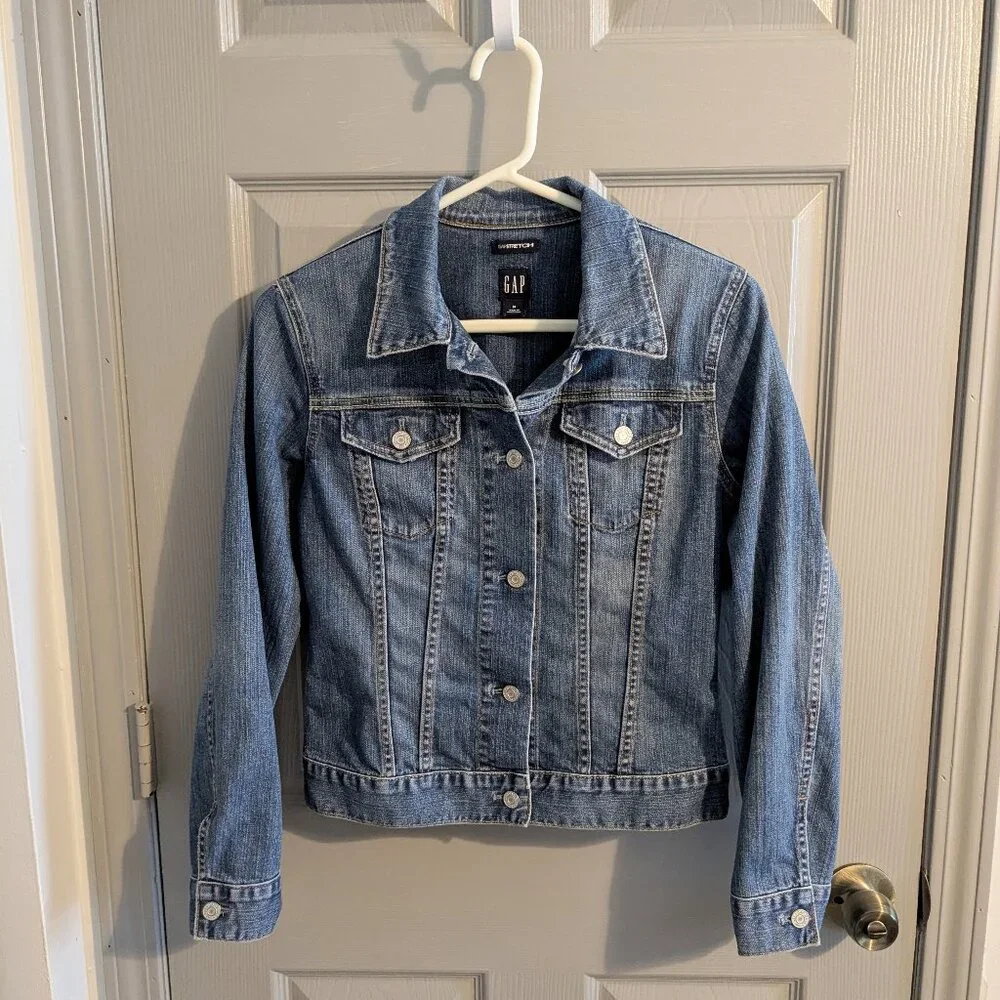 Gap Stretch Denim Medium Blue Wash Jeans Jacket - Picture 1 of 11